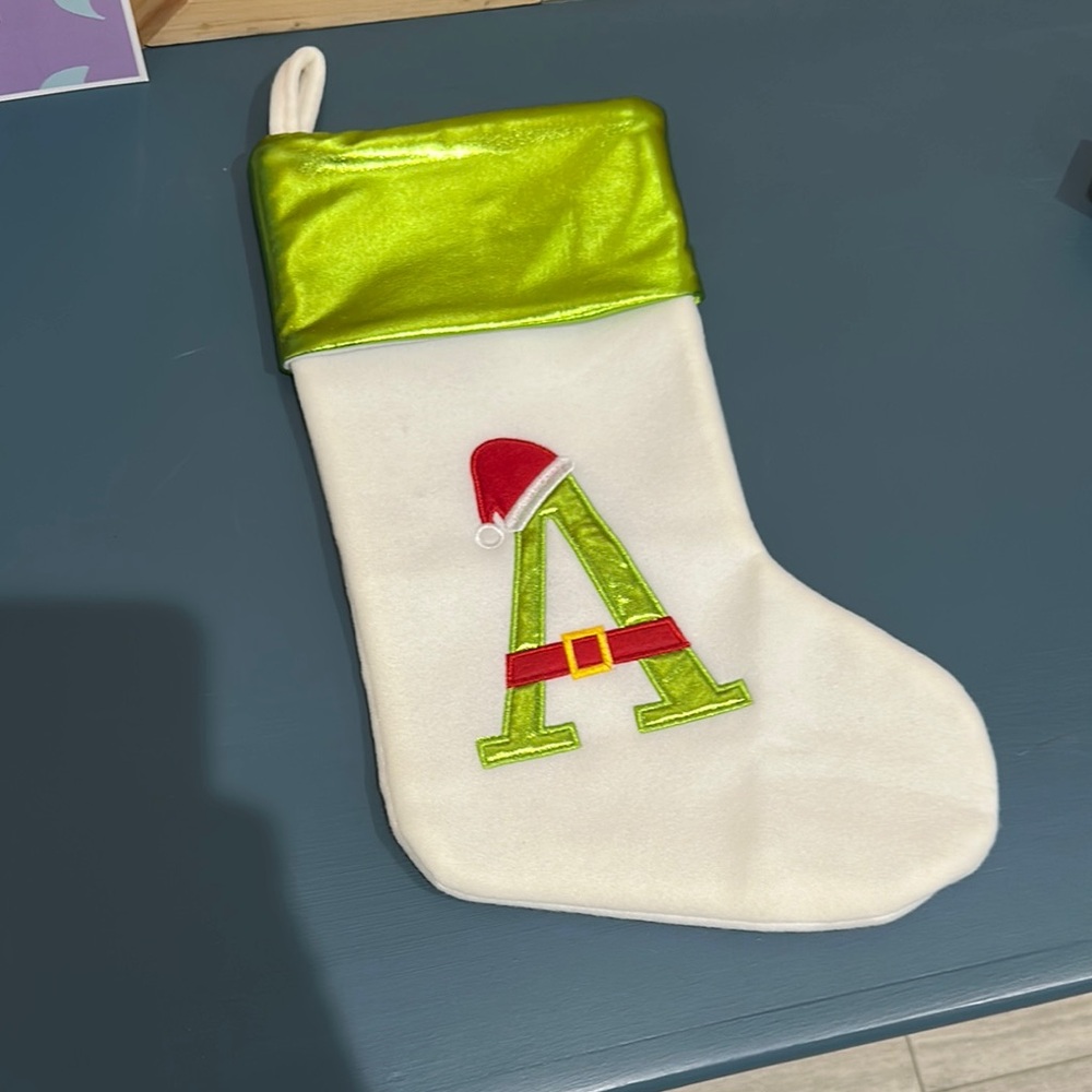 Festive Green and White Christmas Stocking